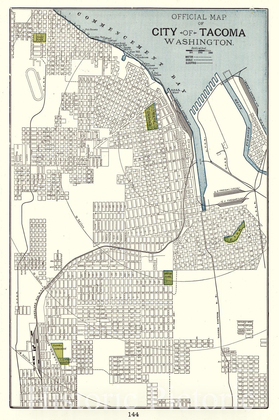 Historic Map : 1898 City of Tacoma, Washington : Vintage Wall Art