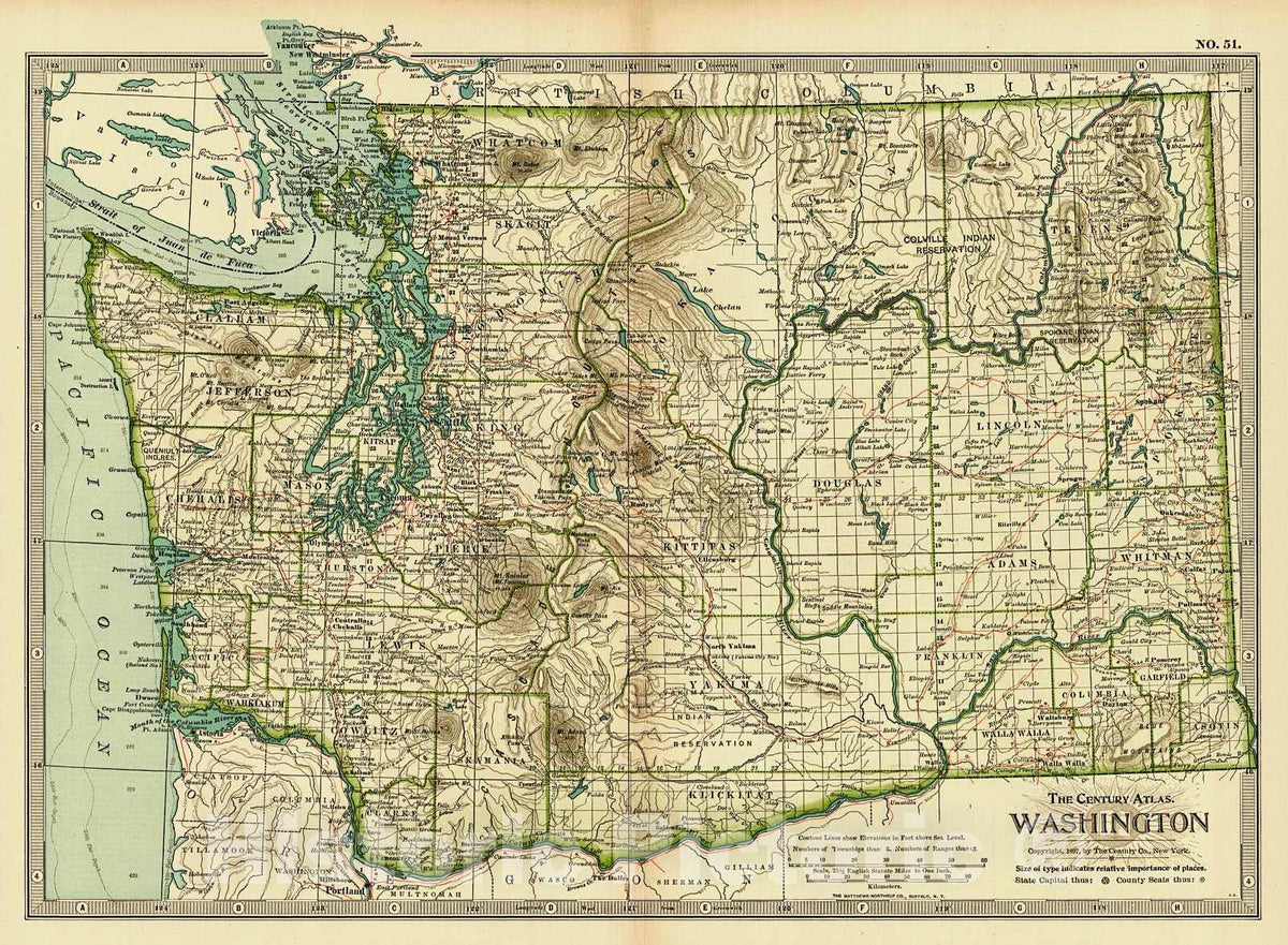 Historic Map : 1899 Washington : Vintage Wall Art