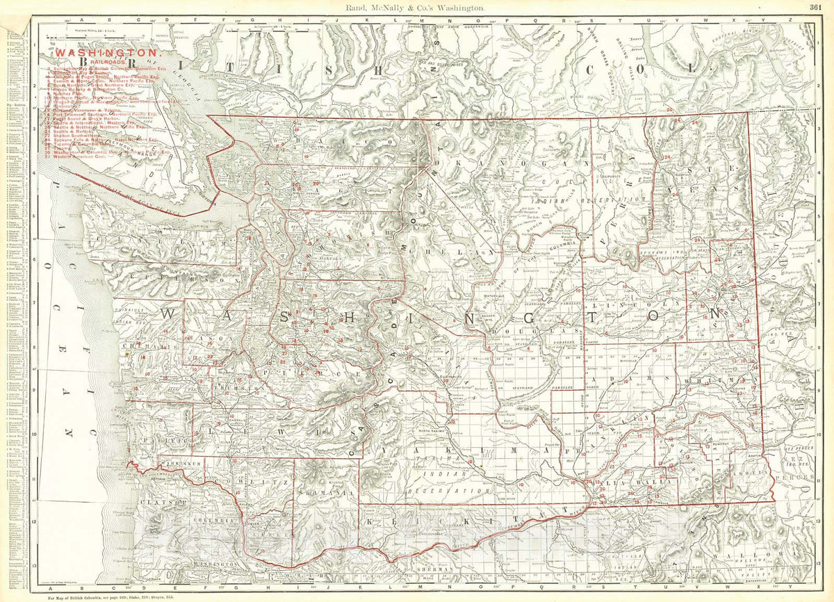 Historic Map : 1900 Washington Railroads : Vintage Wall Art