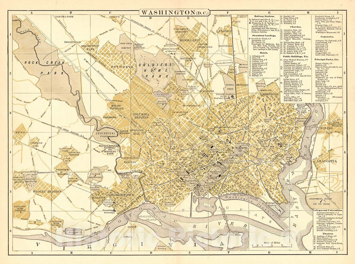 Historic Map : 1895 Washington (D.C.) : Vintage Wall Art