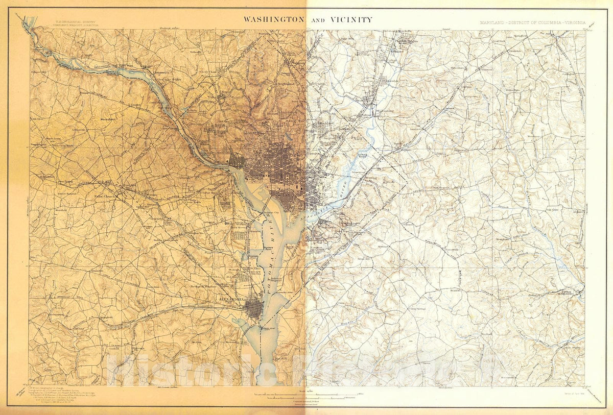 Historic Map : 1898 Washington and Vicinity : Vintage Wall Art