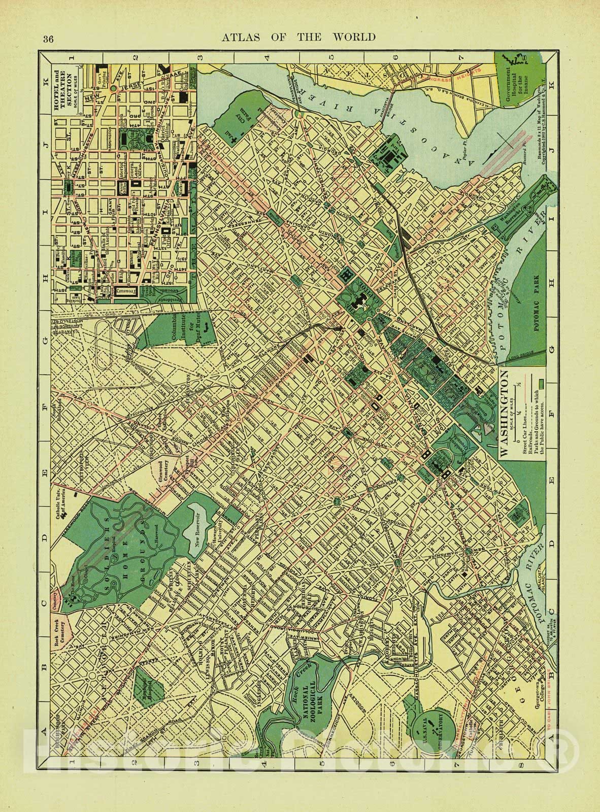 Historic Map : 1906 Washington : Vintage Wall Art