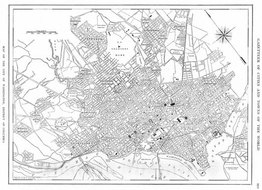 Historic Map : 1909 Map of the City of Washington, District of Columbia : Vintage Wall Art