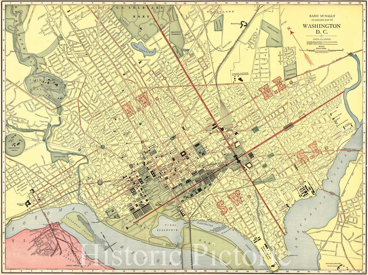Historic Map : 1921 Washington, D.C. : Vintage Wall Art