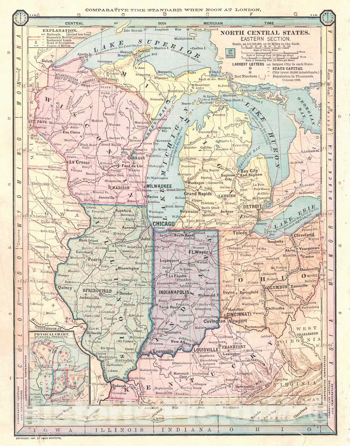 Historic Map : 1886 Isogonic Lines for the Year 1783 : Vintage Wall Art