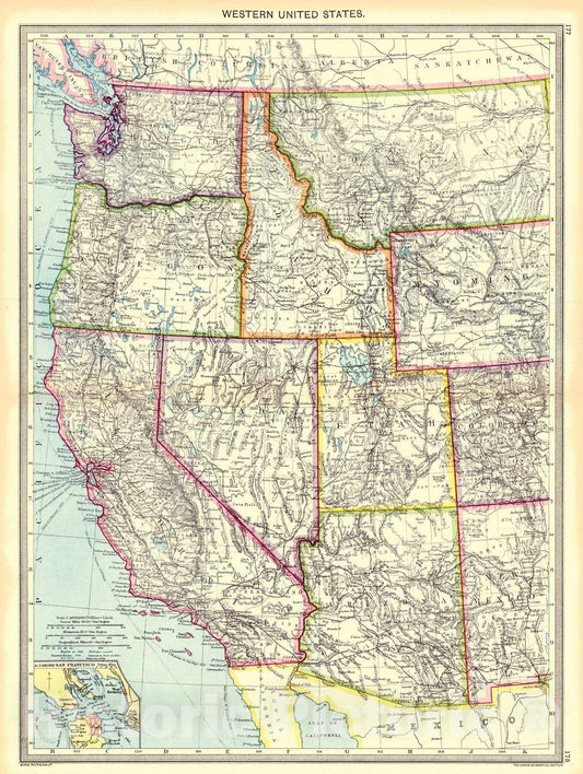 Historic Map : 1910 Western United States : Vintage Wall Art