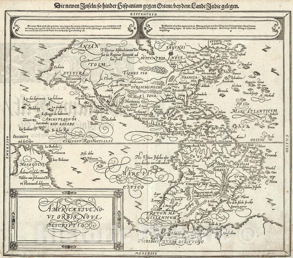 Historic Map : 1588 Americae Sive Novi Orbis Nova Descriptio  : Vintage Wall Art