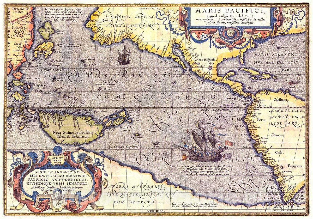 Historic Map : 1589 Maris Pacifici : Vintage Wall Art