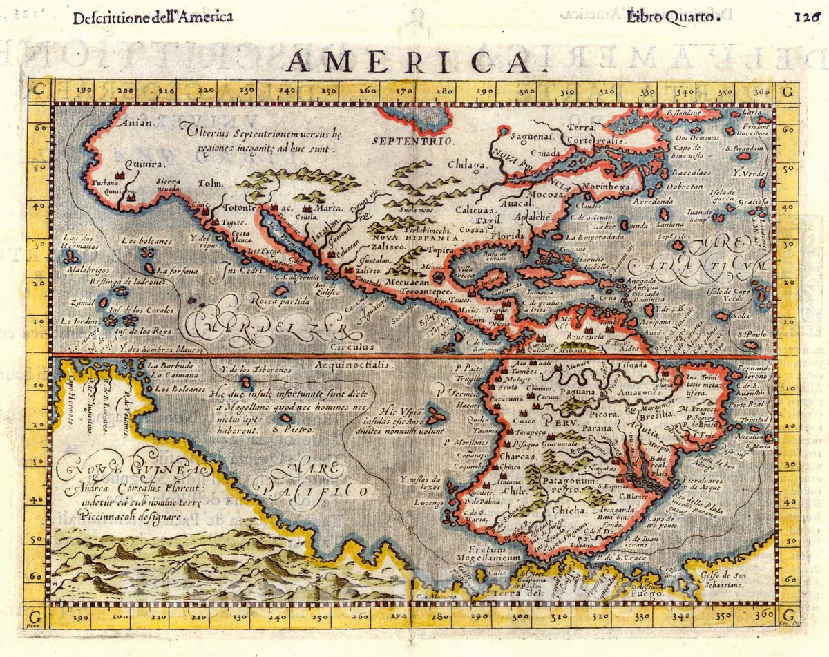 Historic Map : 1596 America : Vintage Wall Art