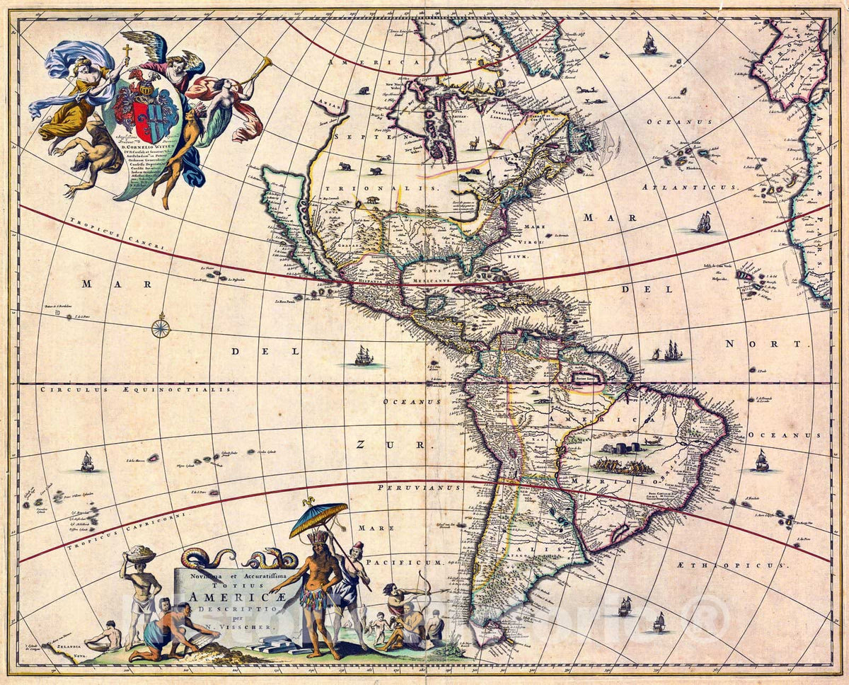 Historic Map : 1690 Totius Americae Descriptio : Vintage Wall Art