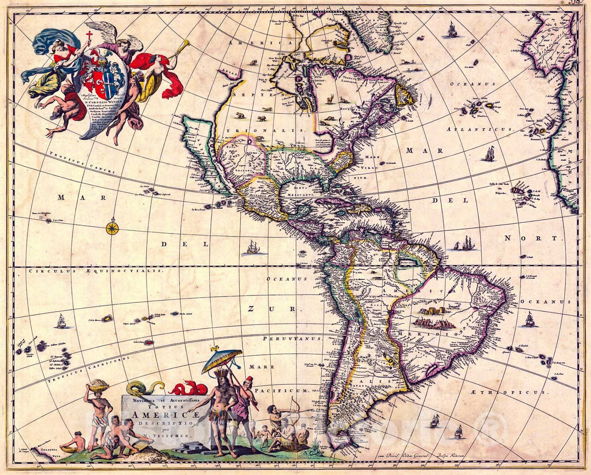 Historic Map : 1698 Totius Americae Descriptio : Vintage Wall Art
