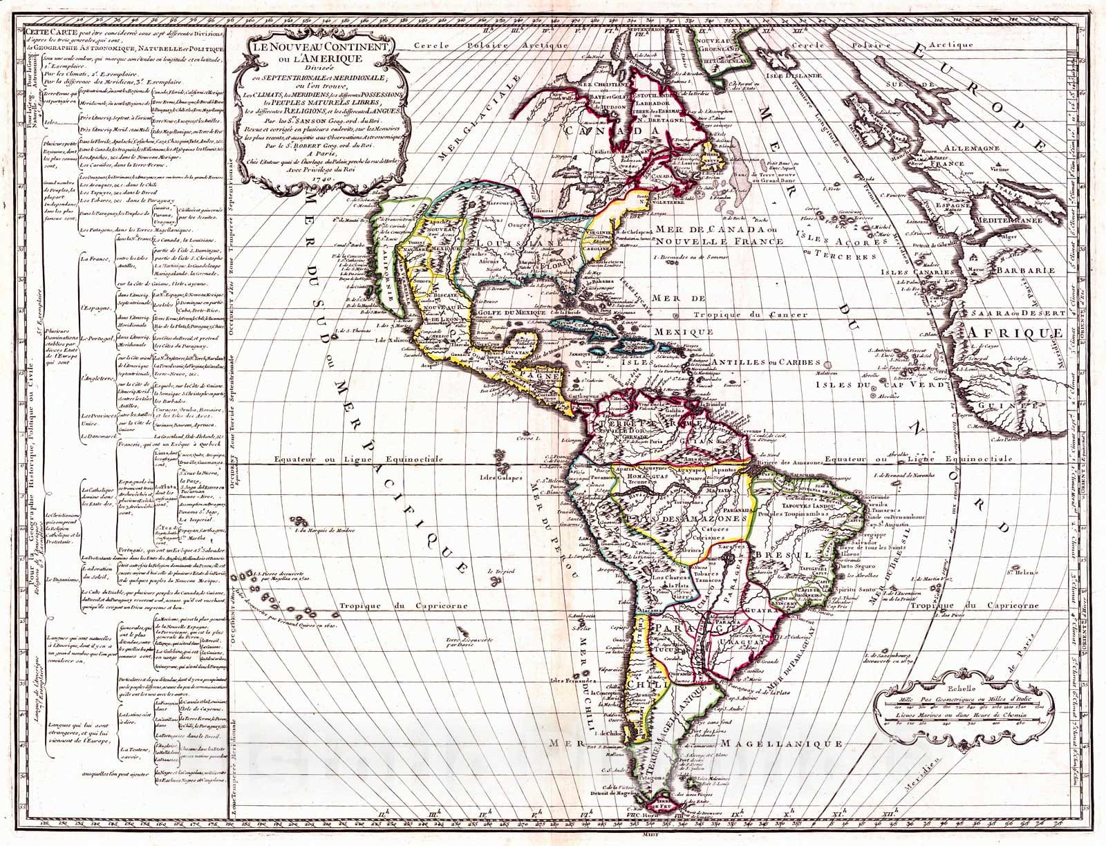 Historic Map : 1740 Le Nouveau Continent ou L'Amerique : Vintage Wall Art