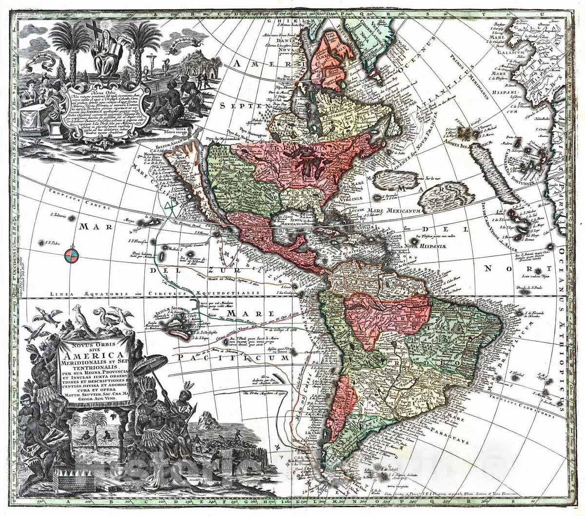 Historic Map : 1745 Novus Orbis sive America Meridionalis et Septentrionalis... : Vintage Wall Art