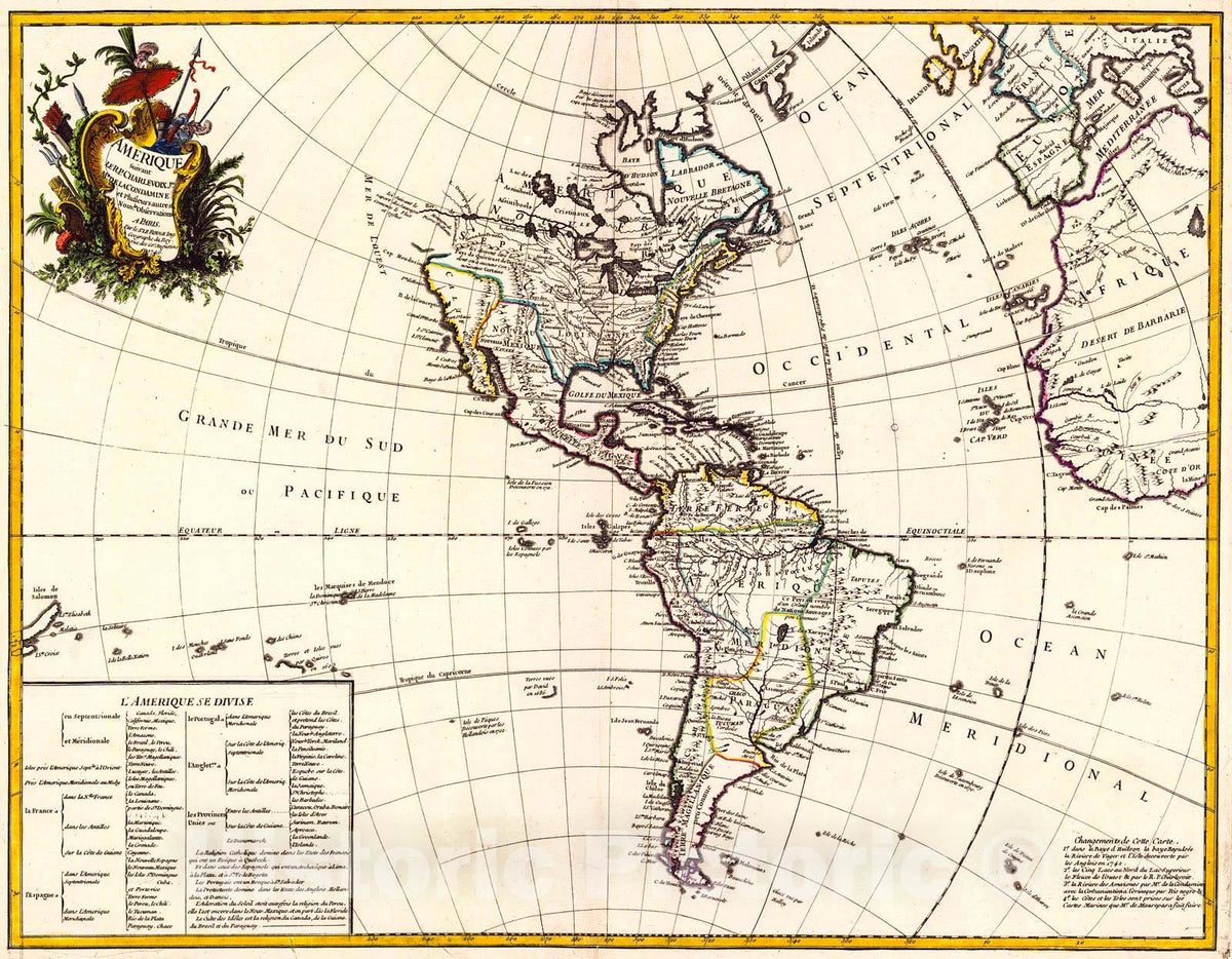 Historic Map : 1746 Amerique : Vintage Wall Art