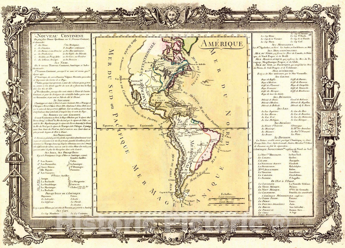 Historic Map : 1761 Amerique : Vintage Wall Art