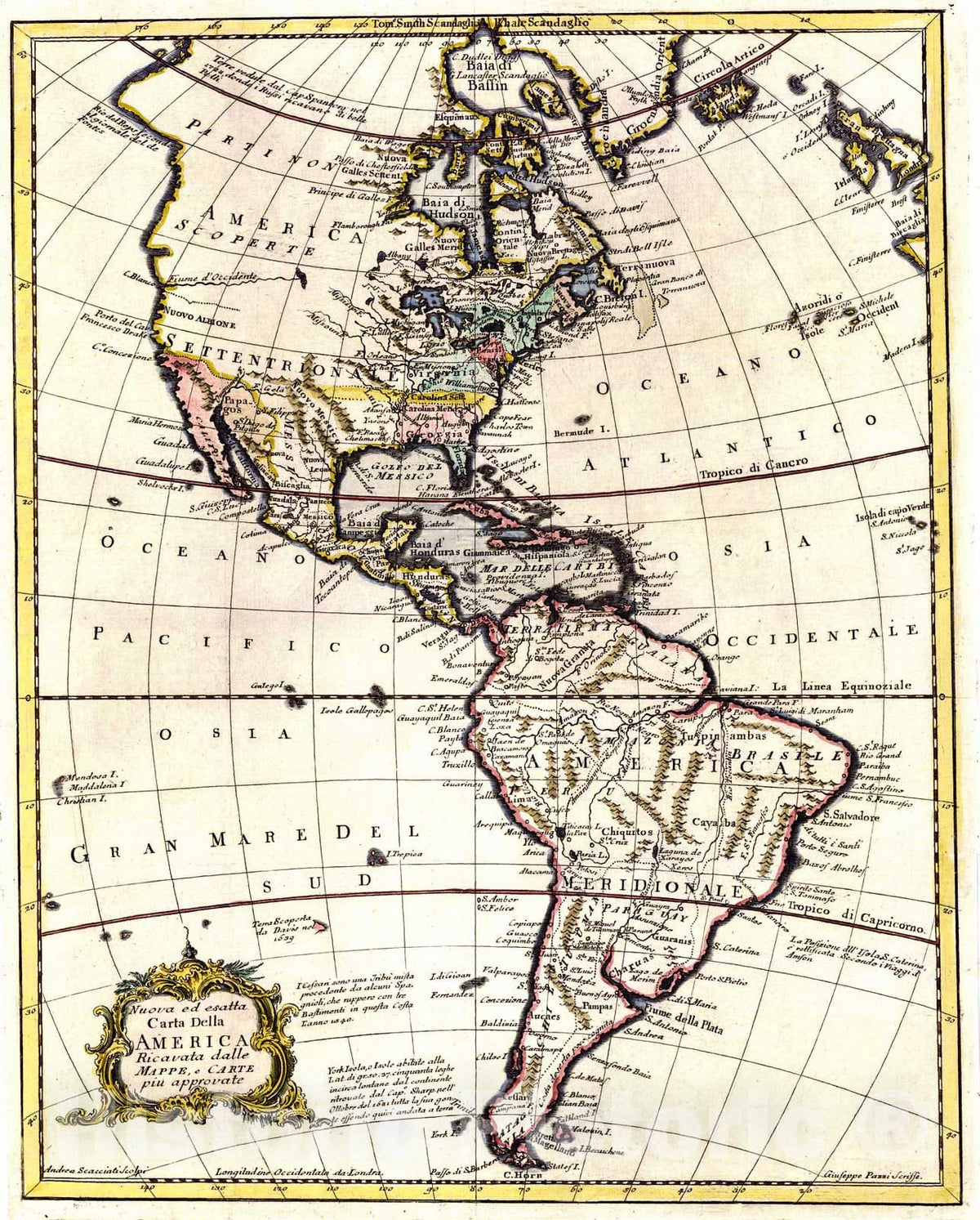 Historic Map : 1763 Carta della America : Vintage Wall Art