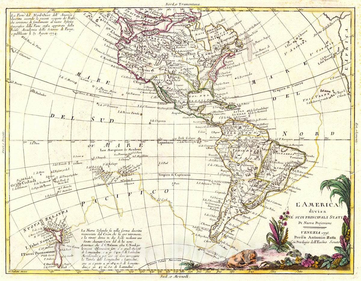 Historic Map : 1776 L'America : Vintage Wall Art