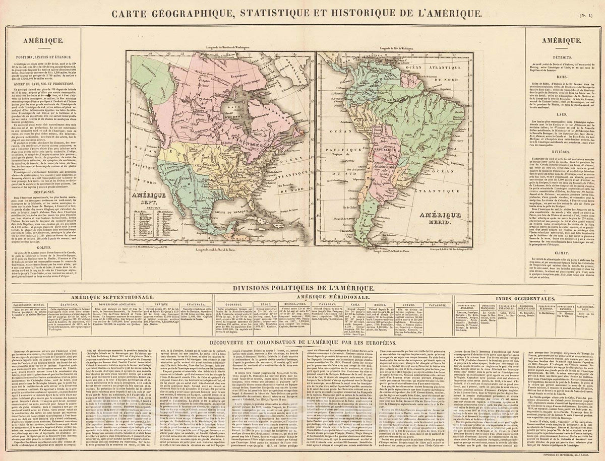 Historic Map : 1825 Geographical, Statistical, and Historical Map of America : Vintage Wall Art