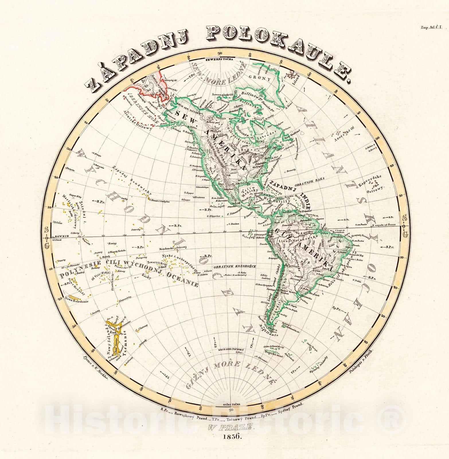 Historic Map : 1836 Zapadnj Polokaule : Vintage Wall Art
