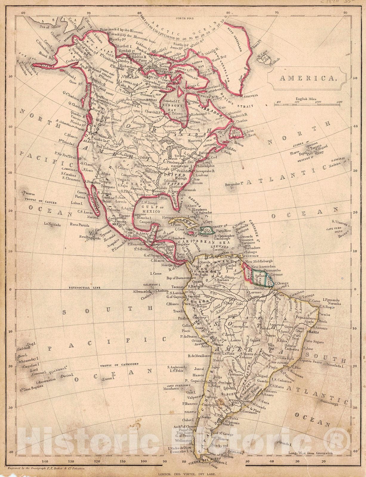 Historic Map : 1840 America : Vintage Wall Art