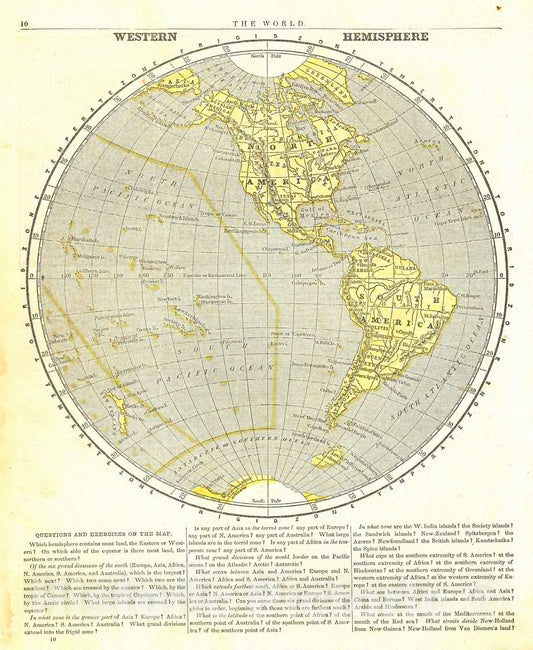 Historic Map : 1845 Western Hemisphere : Vintage Wall Art