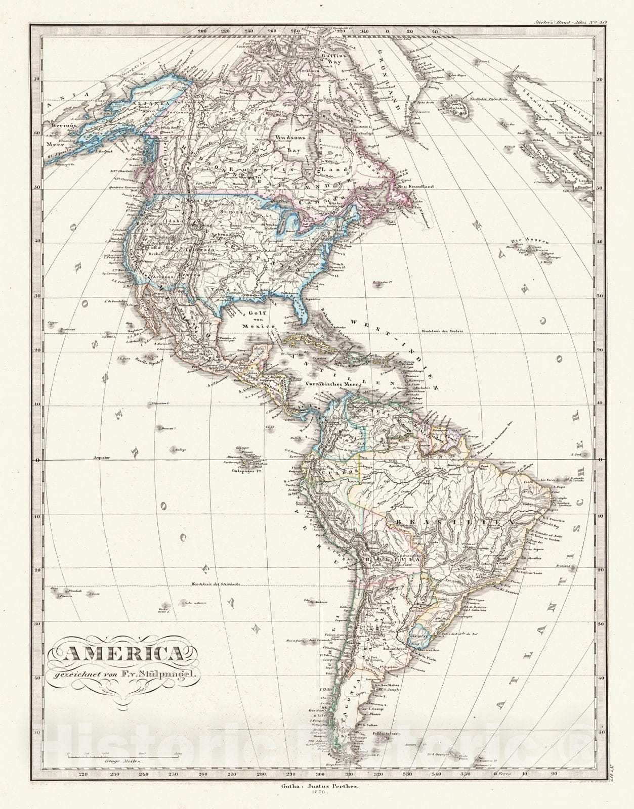Historic Map : 1870 America : Vintage Wall Art