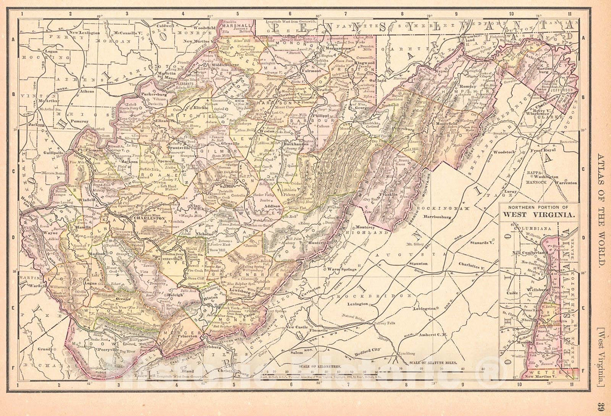 Historic Map : 1893 West Virginia : Vintage Wall Art