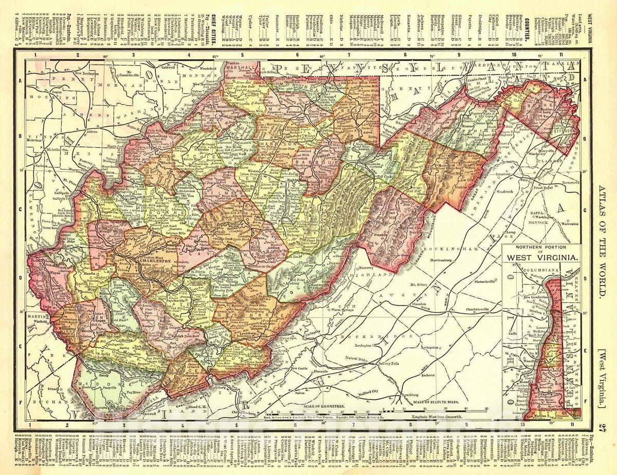 Historic Map : 1895 West Virginia : Vintage Wall Art
