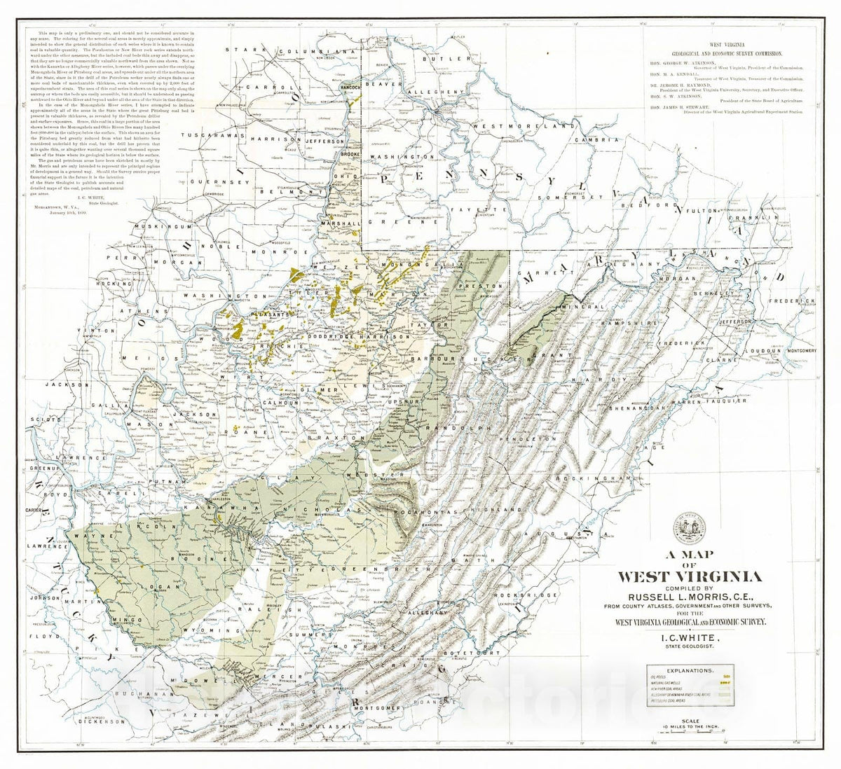 Historic Map : 1899 Map of West Virginia : Vintage Wall Art