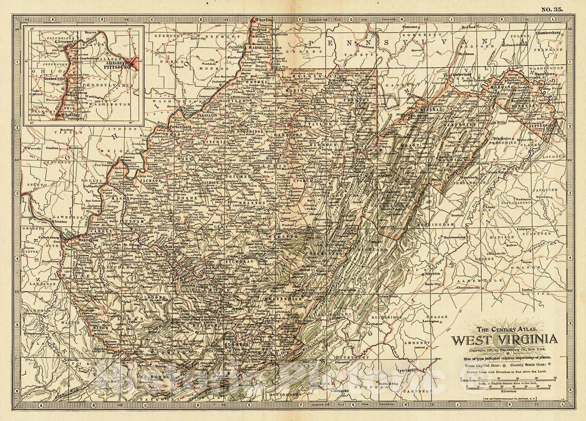 Historic Map : 1899 West Virginia : Vintage Wall Art