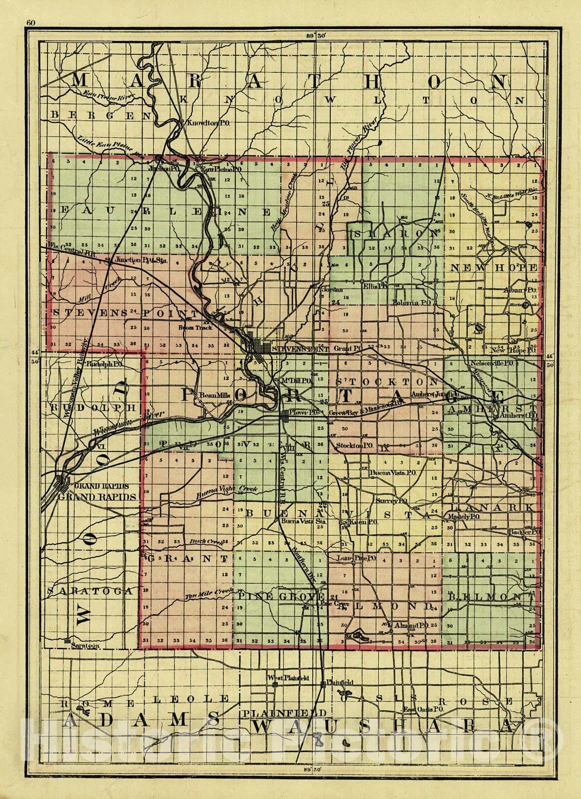 Historic Map : 1876 Portage County : Vintage Wall Art