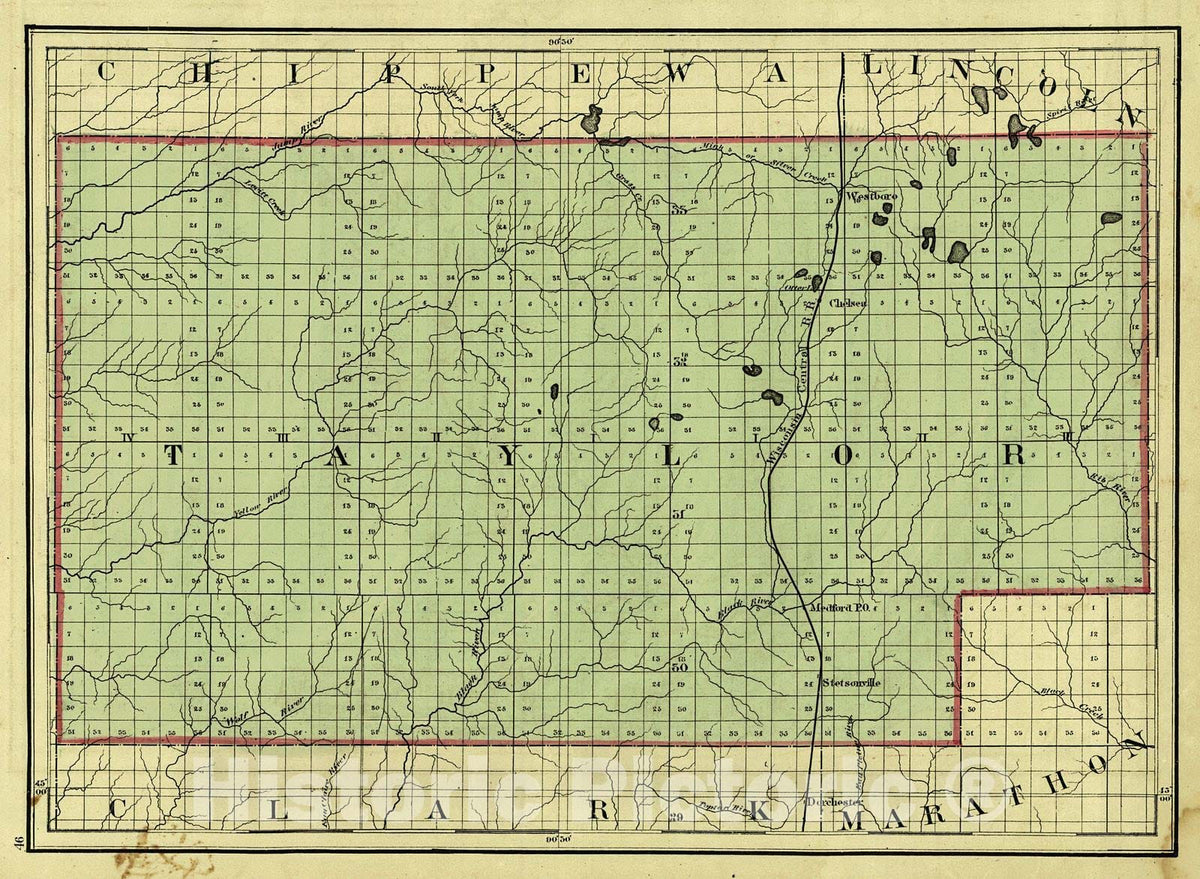 Historic Map : 1876 Taylor County : Vintage Wall Art