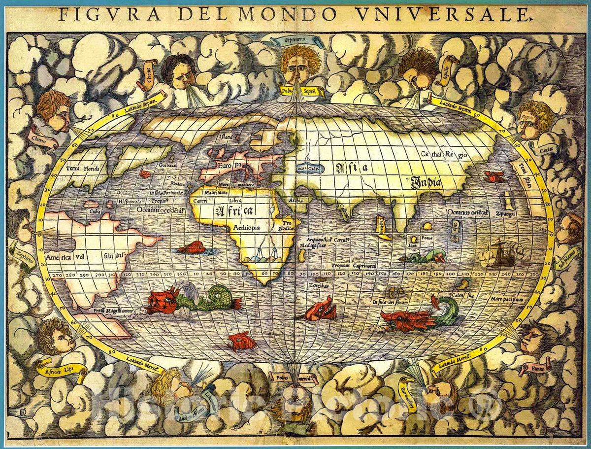 Historic Map : 1558 Figura Del Mondo Unversale : Vintage Wall Art