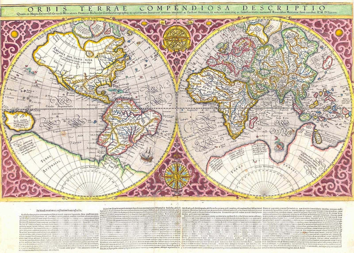 Historic Map : 1587 Orbis Tarrae Compendiosa Descriptio : Vintage Wall Art