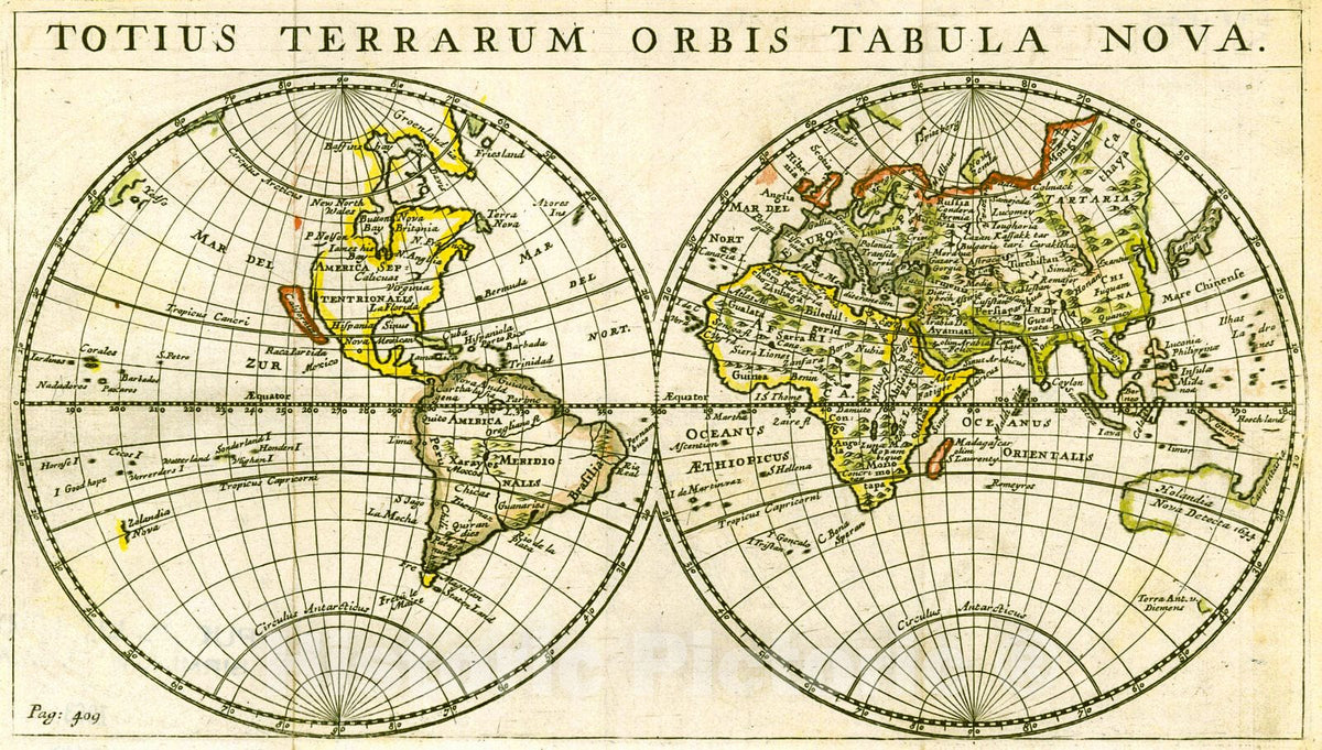 Historic Map : 1679 Totius Terrarum Orbis Tabula Nova : Vintage Wall Art