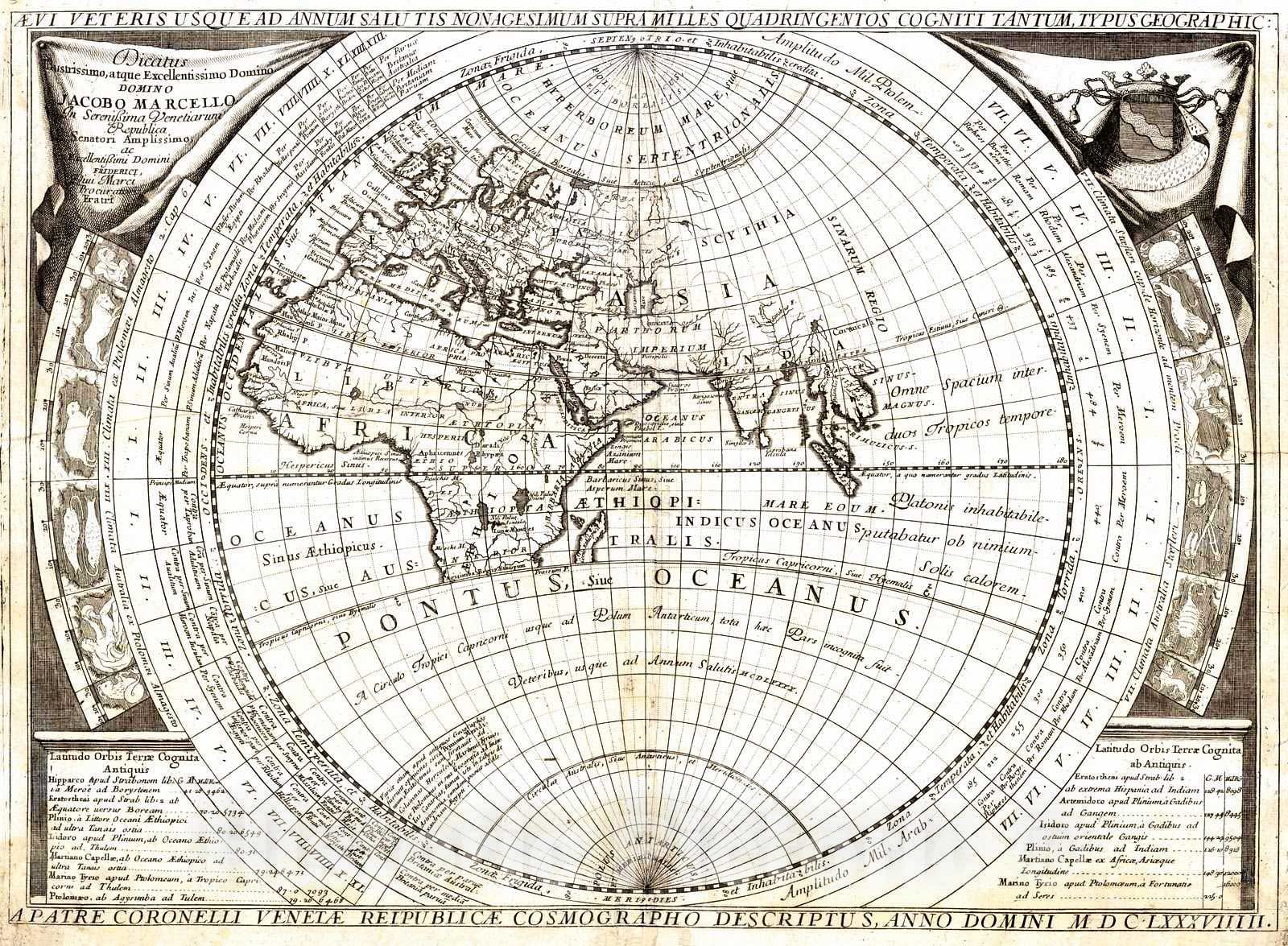 Historic Map : 1695 Aevi Veteris usque ad Annum salutis Nonagesimus Supramilles Quadringentos Cogniti Tantum Typus Geographic : Vintage Wall Art