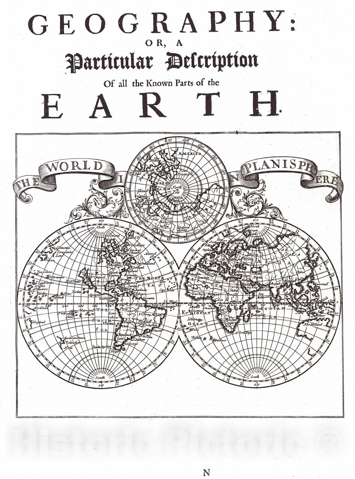 Historic Map : 1696 The World in Planisphere : Vintage Wall Art