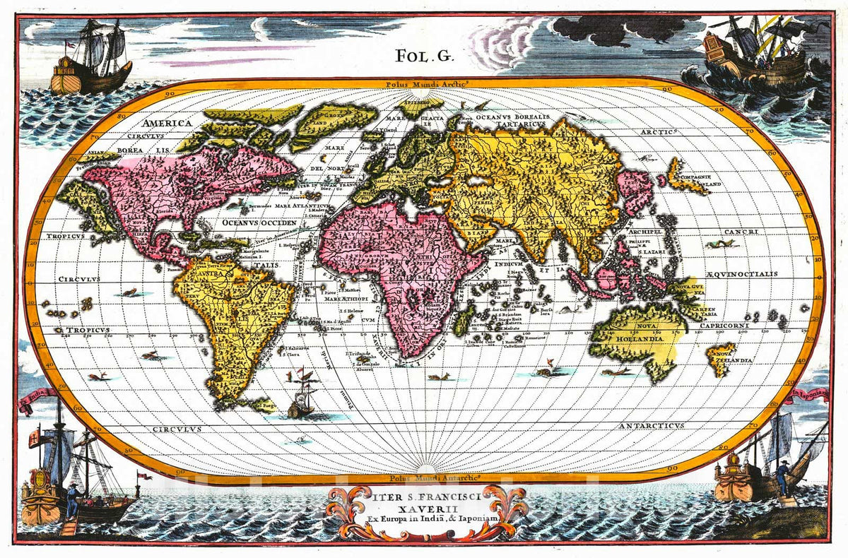 Historic Map : 1710 Iter S. Francisci Xaverii Ex Europa in India and Japoniam : Vintage Wall Art