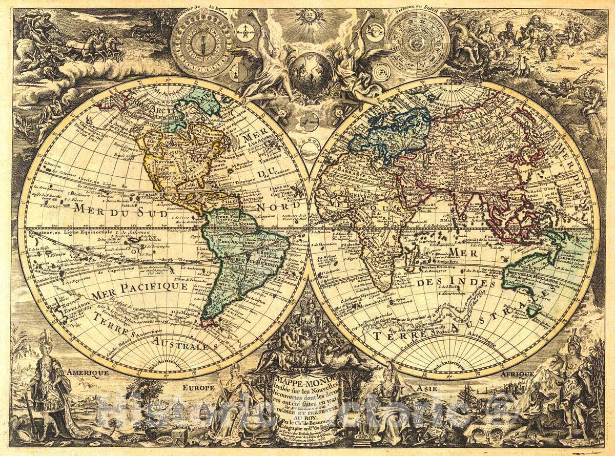 Historic Map : 1766 Mappe Monde : Vintage Wall Art