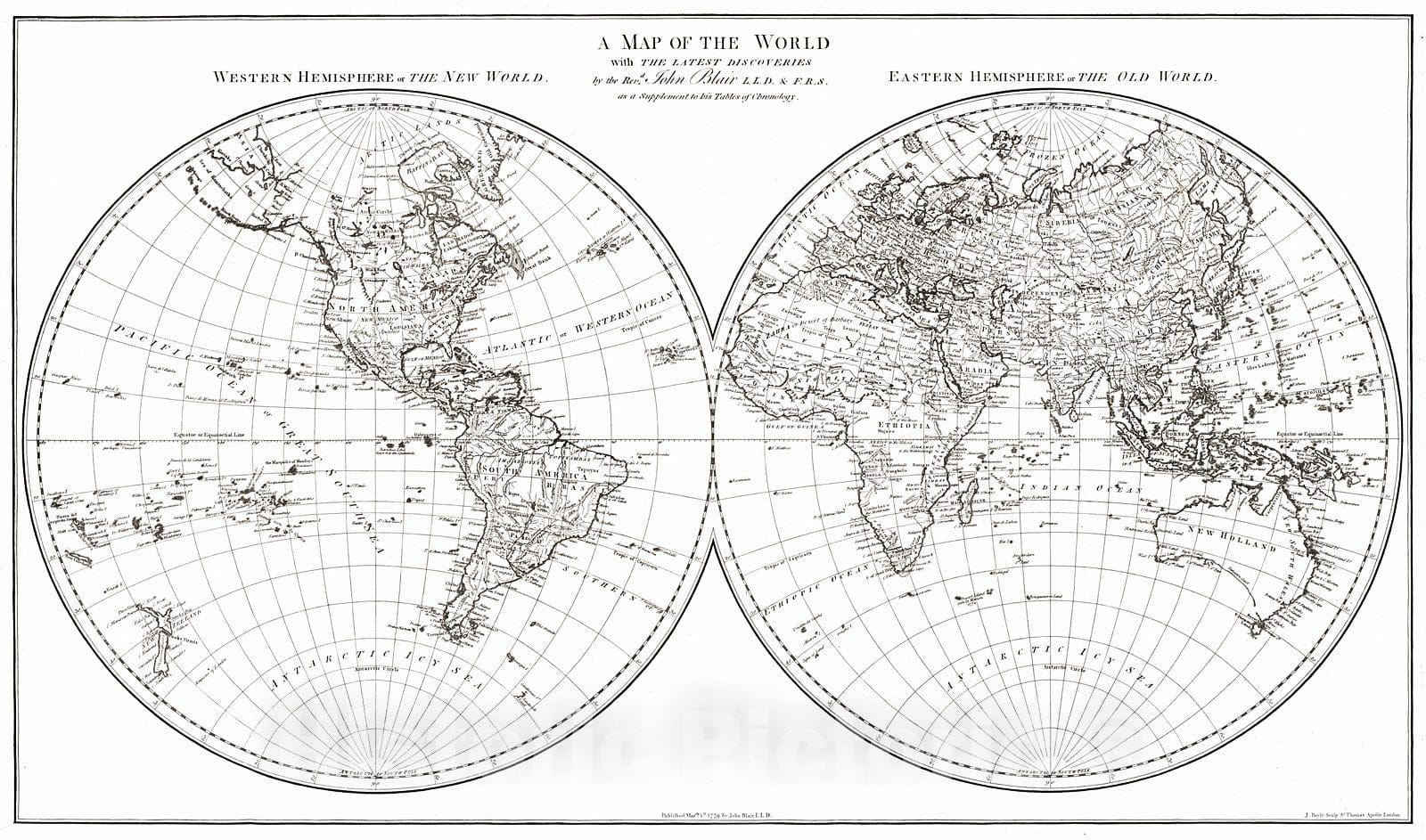 Historic Map : 1779 A Map of the World with the Latest Discoveries : Vintage Wall Art