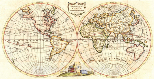 Historic Map : 1785  A New Map of the World : Vintage Wall Art