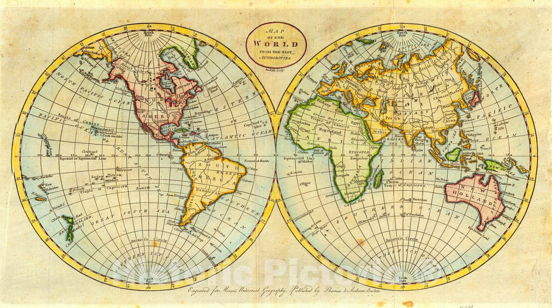 Historic Map : 1796 Map of the World from the Best Authorities : Vintage Wall Art