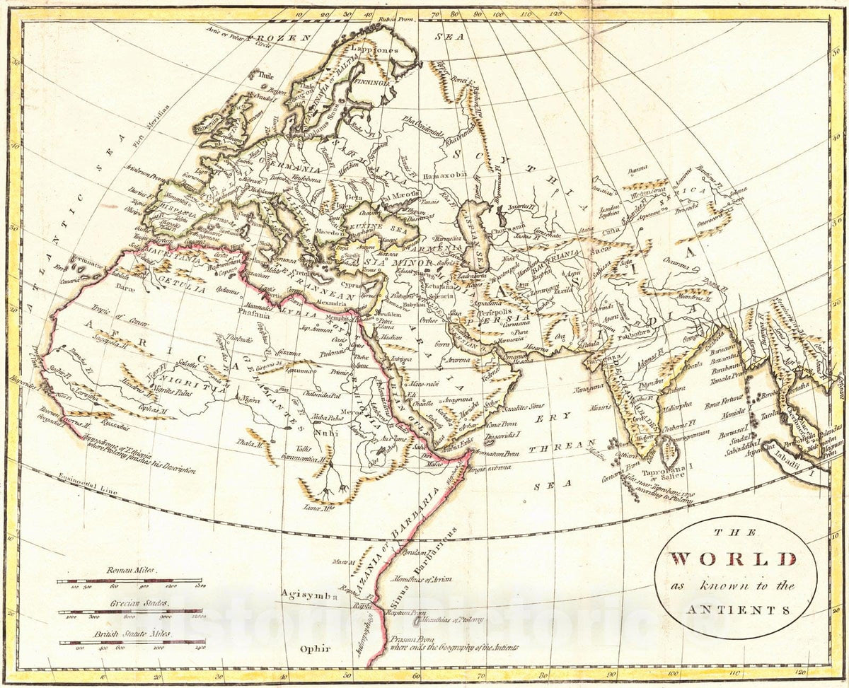 Historic Map : 1800 The World as known to the Antients : Vintage Wall Art