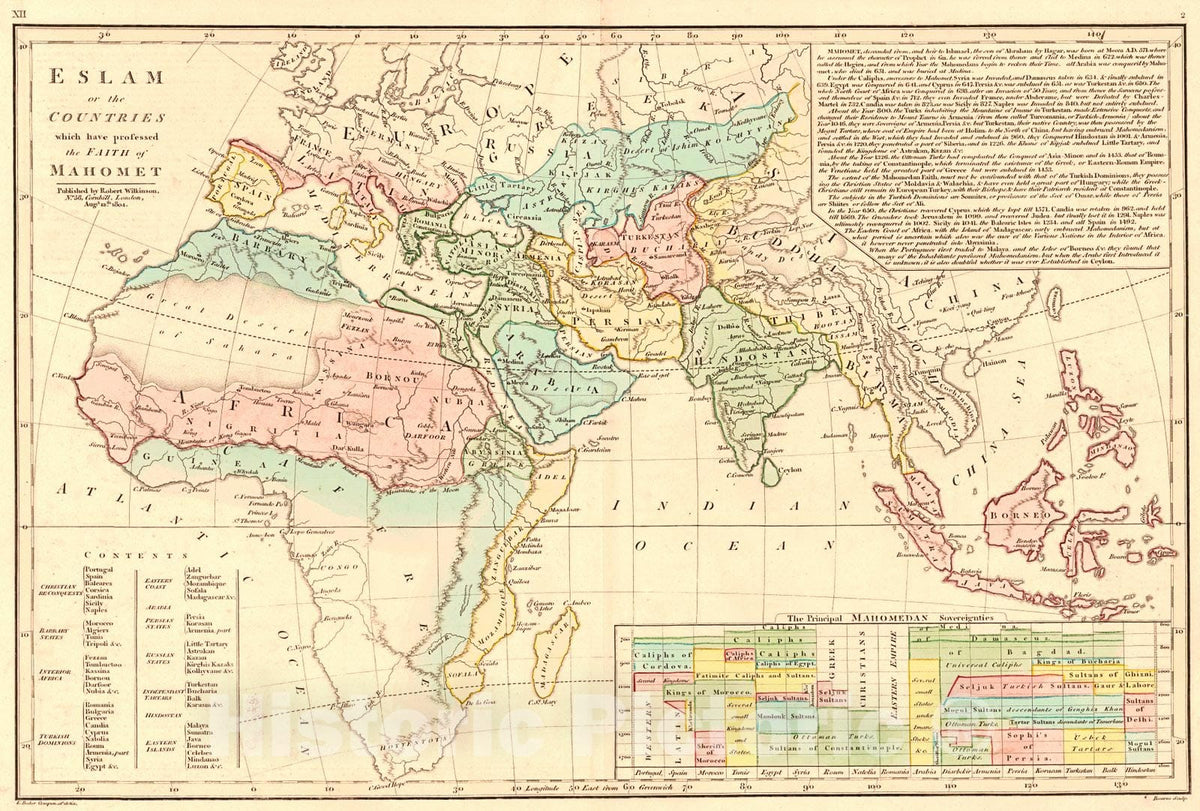 Historic Map : 1804 Eslam or the Couontries which have professed the Faith of Mahomet : Vintage Wall Art