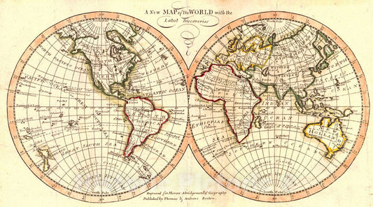 Historic Map : 1806 A New Map of the World with the Latest Discoveries : Vintage Wall Art