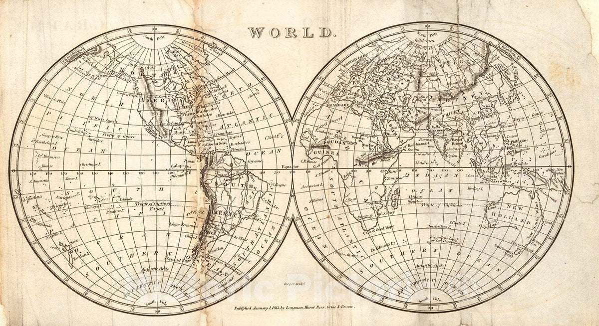 Historic Map : 1813 World : Vintage Wall Art
