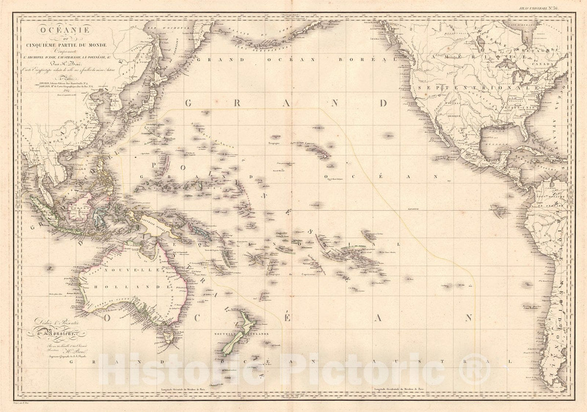 Historic Map : 1814 Oc&eacute;anie ou Cinquieme Partie du Monde Comprenant L' Archipel D'Asie, L'Australasie, La Polyn&eacute;sie : Vintage Wall Art
