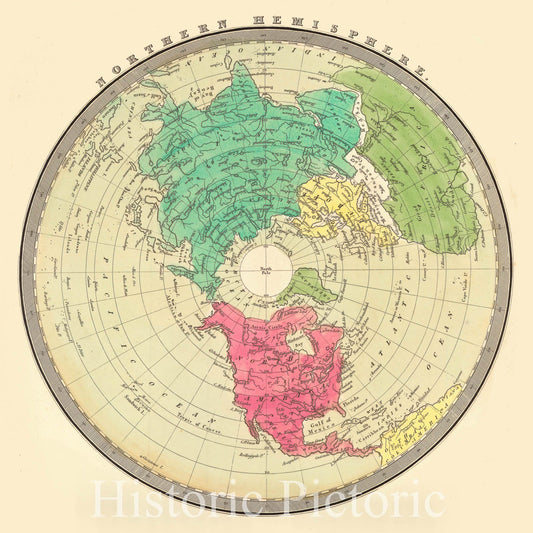 Historic Map : 1818 Northern Hemisphere - Southern Hemisphere  : Vintage Wall Art
