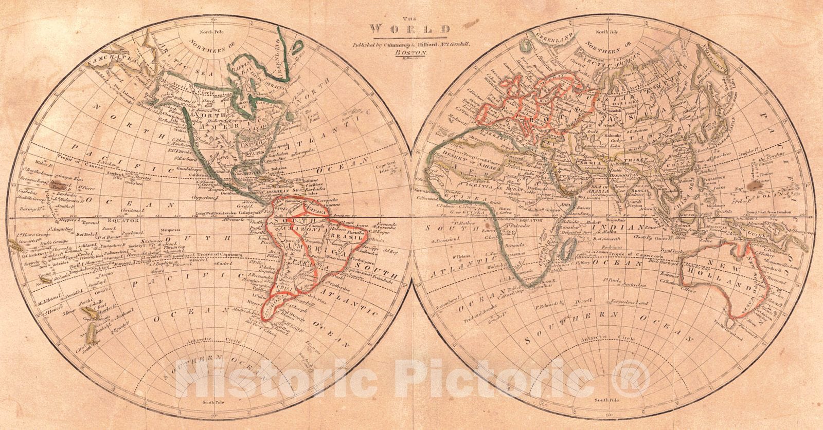 Historic Map : 1820 The World : Vintage Wall Art