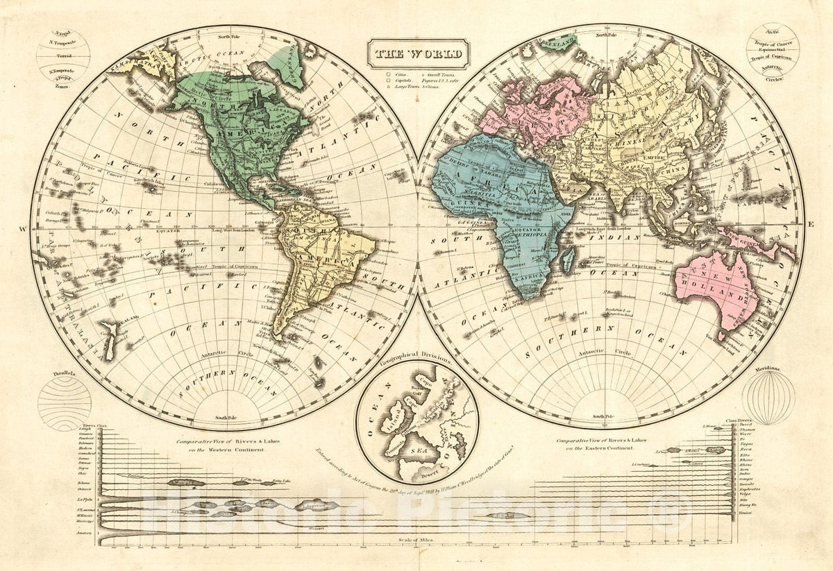 Historic Map : 1824 The World : Vintage Wall Art